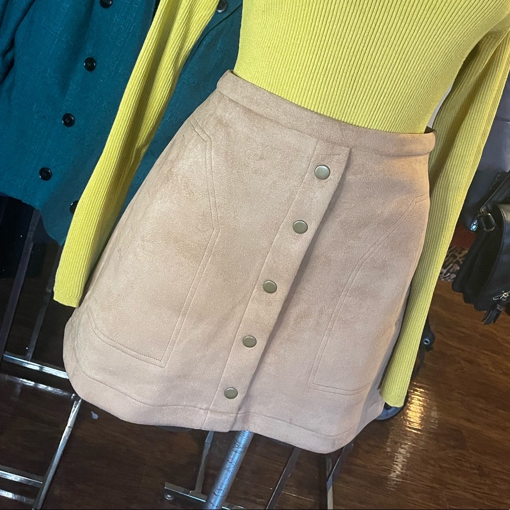 HYFVE Faux Suede Tan Skirt